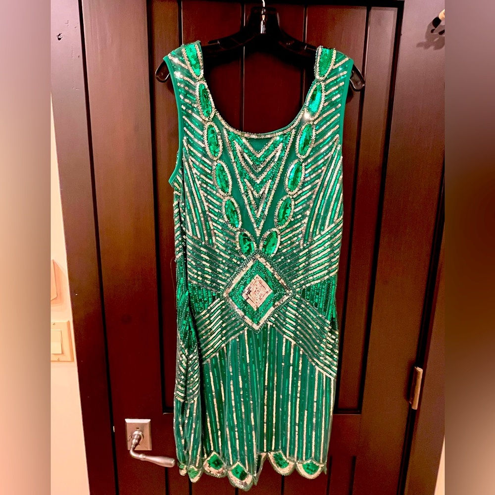 Fun emerald green sequined dress